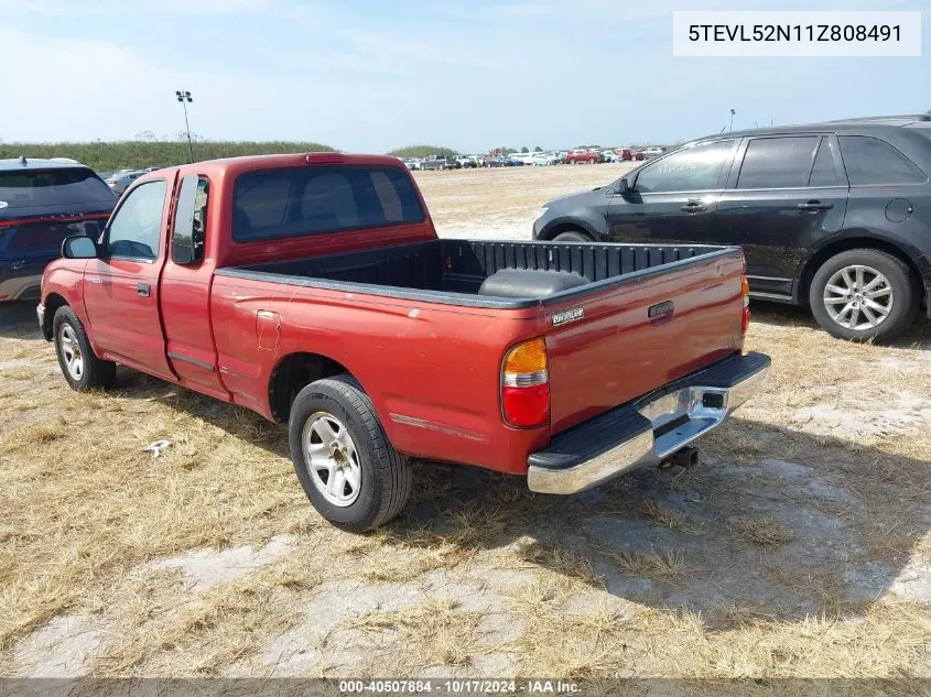 2001 Toyota Tacoma Xtracab VIN: 5TEVL52N11Z808491 Lot: 40507884