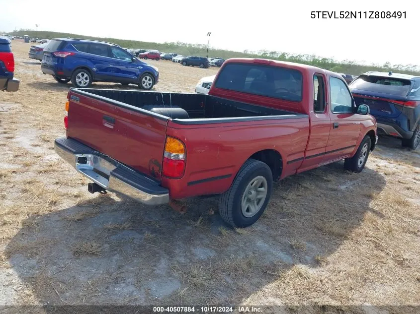 2001 Toyota Tacoma Xtracab VIN: 5TEVL52N11Z808491 Lot: 40507884