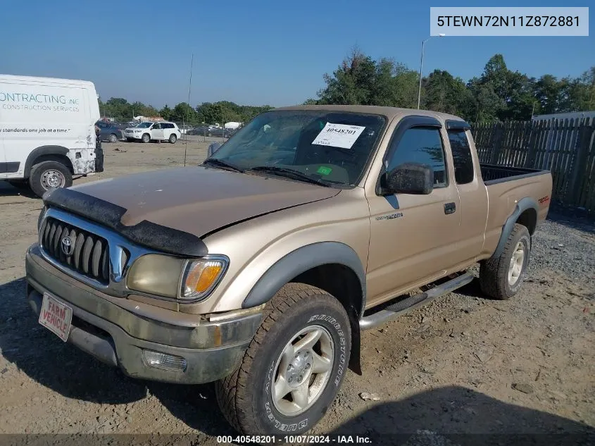 2001 Toyota Tacoma Base V6 VIN: 5TEWN72N11Z872881 Lot: 40548201