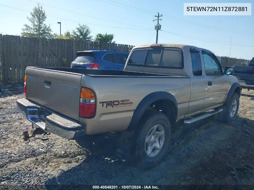 2001 Toyota Tacoma Base V6 VIN: 5TEWN72N11Z872881 Lot: 40548201