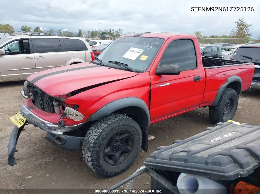 2001 Toyota Tacoma Prerunner VIN: 5TENM92N61Z725126 Lot: 40568919