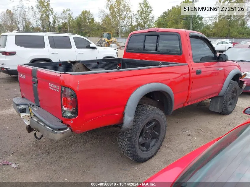 2001 Toyota Tacoma Prerunner VIN: 5TENM92N61Z725126 Lot: 40568919