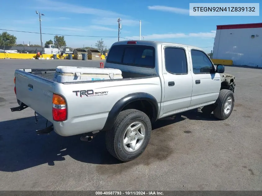 2001 Toyota Tacoma Prerunner V6 VIN: 5TEGN92N41Z839132 Lot: 40587793