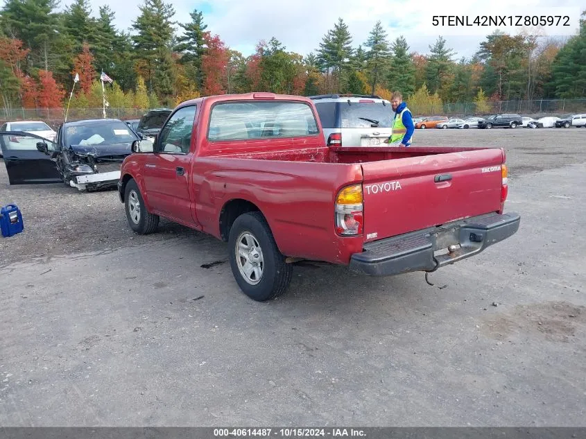 2001 Toyota Tacoma VIN: 5TENL42NX1Z805972 Lot: 40614487