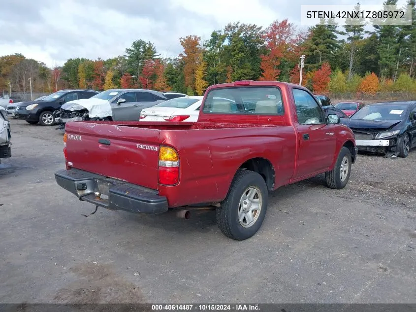 2001 Toyota Tacoma VIN: 5TENL42NX1Z805972 Lot: 40614487