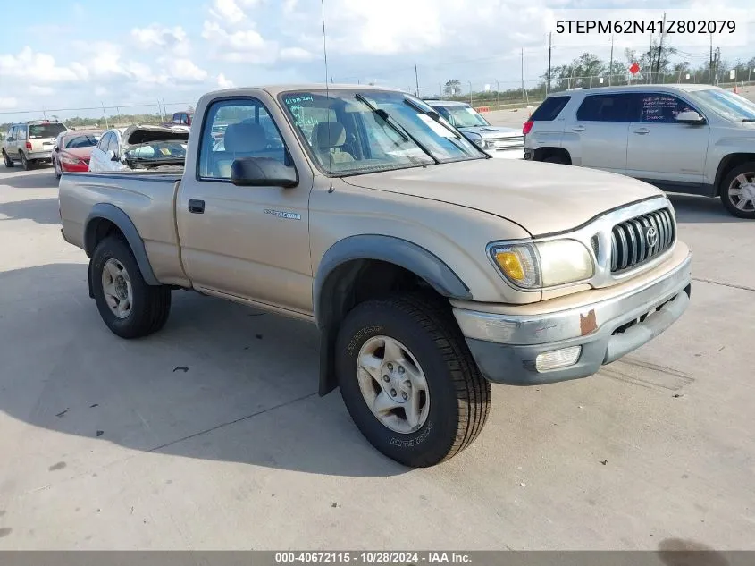 2001 Toyota Tacoma VIN: 5TEPM62N41Z802079 Lot: 40672115