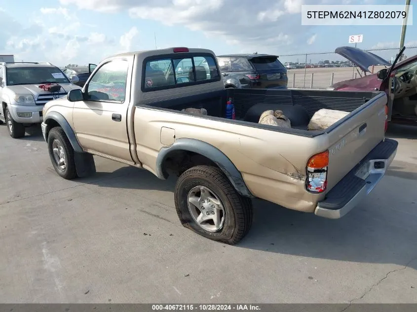 2001 Toyota Tacoma VIN: 5TEPM62N41Z802079 Lot: 40672115