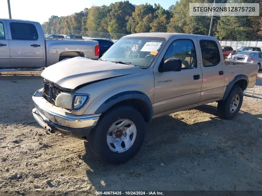 2001 Toyota Tacoma Double Cab Prerunner VIN: 5TEGN92N81Z875728 Lot: 40675425