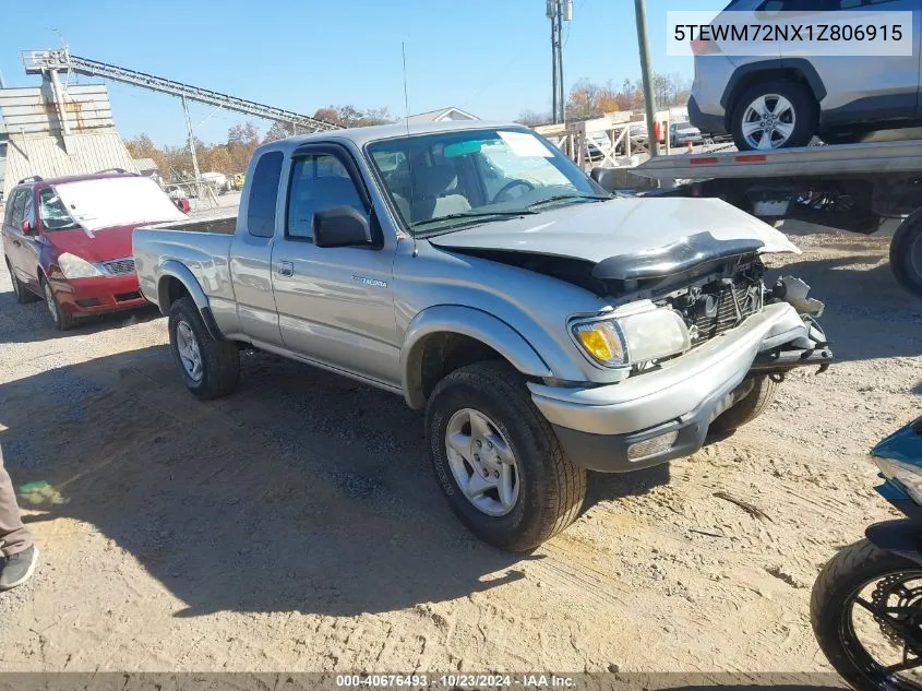 2001 Toyota Tacoma VIN: 5TEWM72NX1Z806915 Lot: 40676493