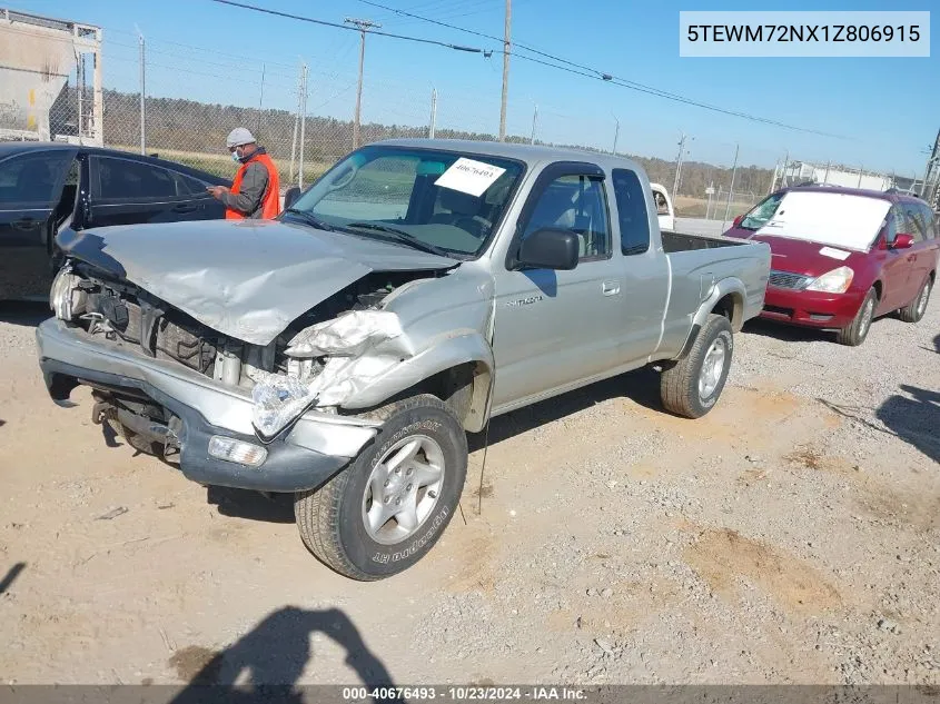 2001 Toyota Tacoma VIN: 5TEWM72NX1Z806915 Lot: 40676493