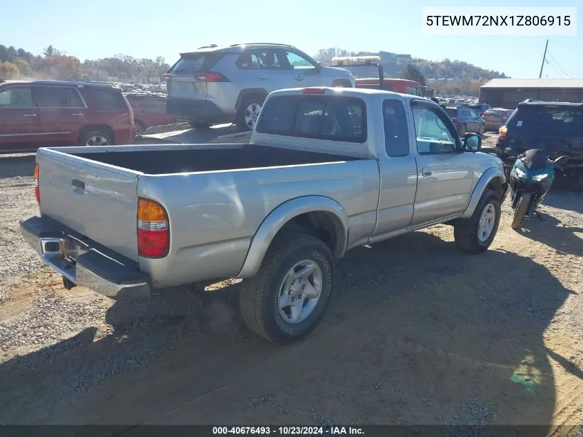 2001 Toyota Tacoma VIN: 5TEWM72NX1Z806915 Lot: 40676493