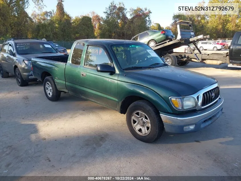 2001 Toyota Tacoma VIN: 5TEVL52N31Z792679 Lot: 40678267