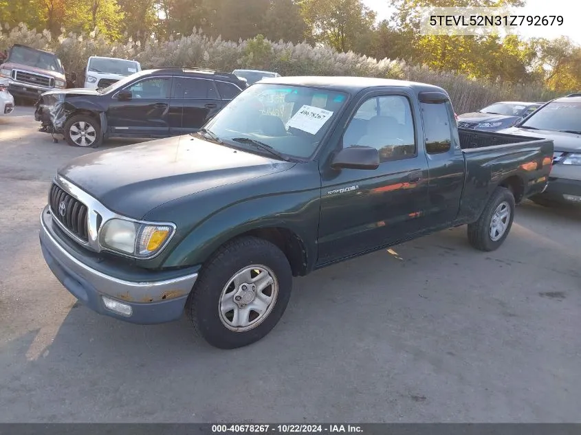 2001 Toyota Tacoma VIN: 5TEVL52N31Z792679 Lot: 40678267