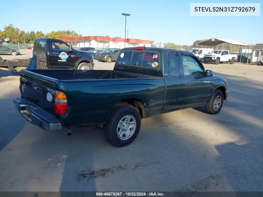 2001 Toyota Tacoma VIN: 5TEVL52N31Z792679 Lot: 40678267