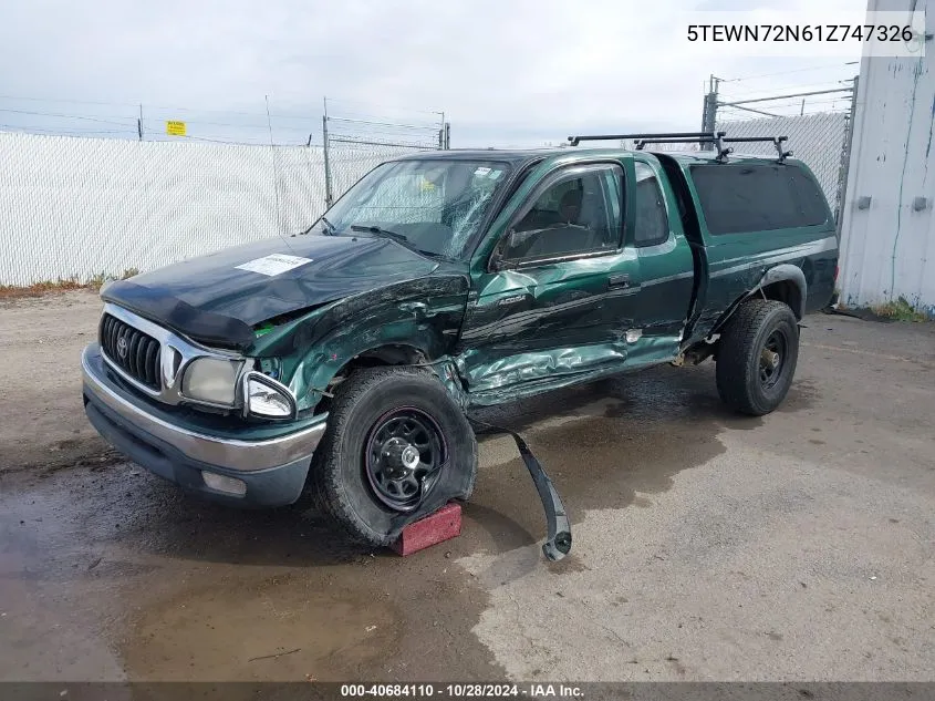 2001 Toyota Tacoma Base V6 VIN: 5TEWN72N61Z747326 Lot: 40684110