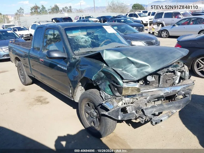 2001 Toyota Tacoma VIN: 5TEVL52N91Z848110 Lot: 40694895