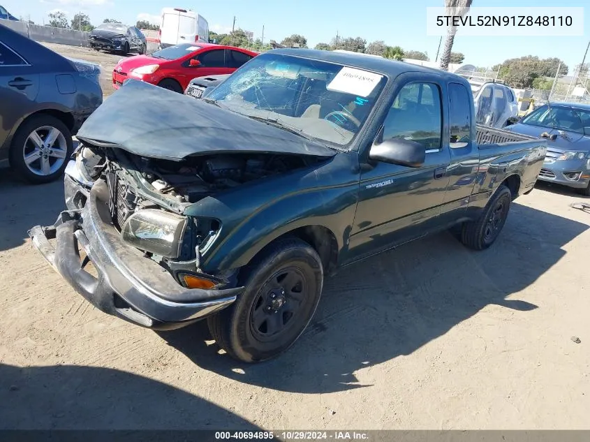 2001 Toyota Tacoma VIN: 5TEVL52N91Z848110 Lot: 40694895