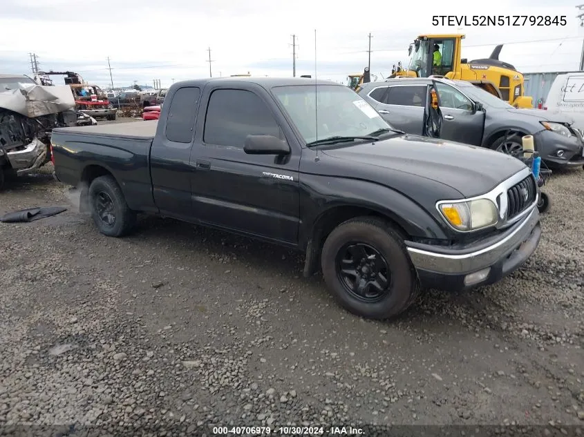 2001 Toyota Tacoma VIN: 5TEVL52N51Z792845 Lot: 40706979