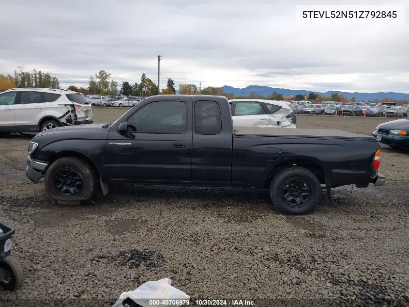 2001 Toyota Tacoma VIN: 5TEVL52N51Z792845 Lot: 40706979