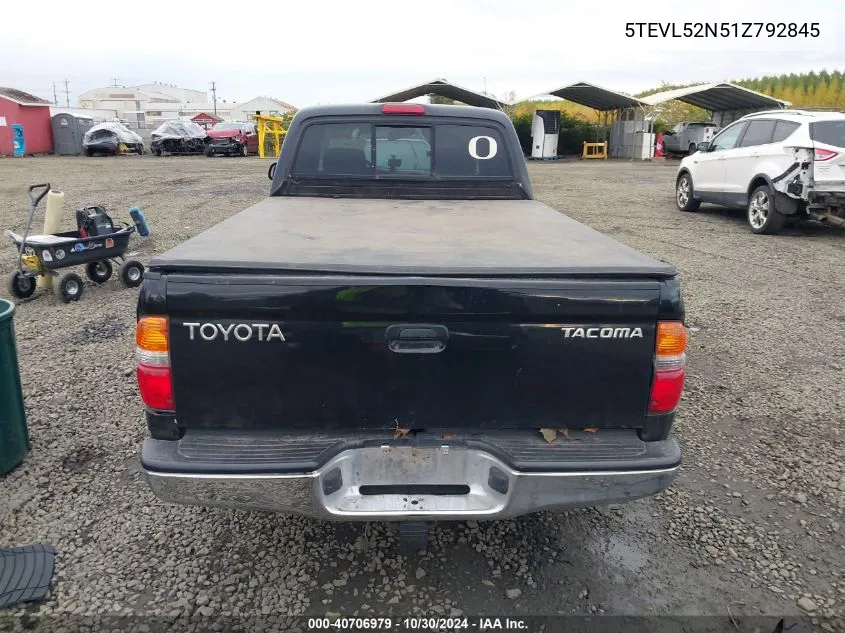 2001 Toyota Tacoma VIN: 5TEVL52N51Z792845 Lot: 40706979