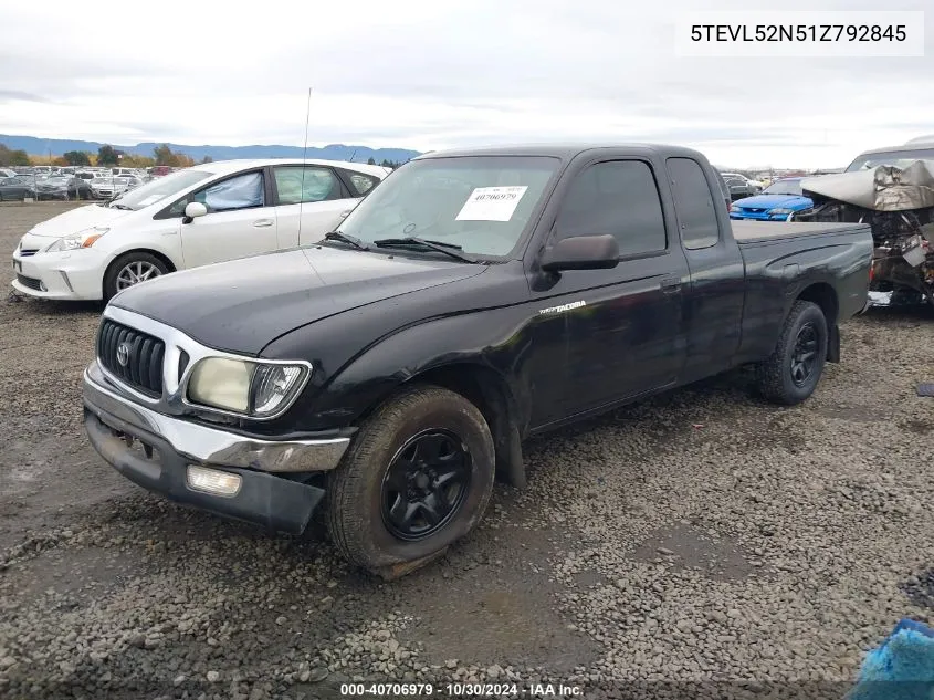 2001 Toyota Tacoma VIN: 5TEVL52N51Z792845 Lot: 40706979