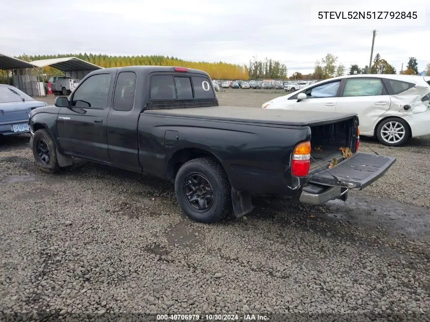 2001 Toyota Tacoma VIN: 5TEVL52N51Z792845 Lot: 40706979