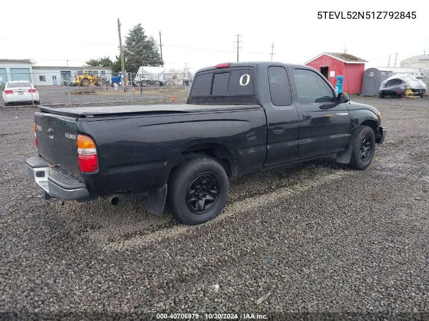 2001 Toyota Tacoma VIN: 5TEVL52N51Z792845 Lot: 40706979