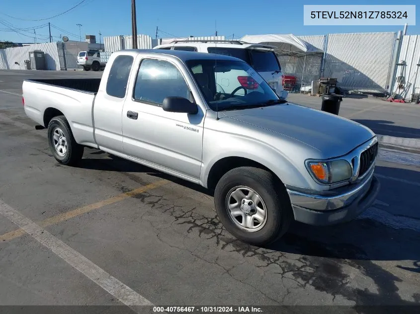 2001 Toyota Tacoma VIN: 5TEVL52N81Z785324 Lot: 40756467