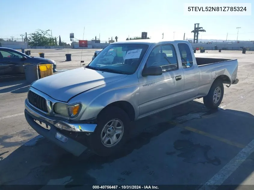 2001 Toyota Tacoma VIN: 5TEVL52N81Z785324 Lot: 40756467