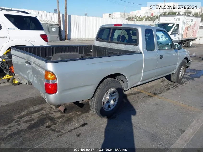 2001 Toyota Tacoma VIN: 5TEVL52N81Z785324 Lot: 40756467