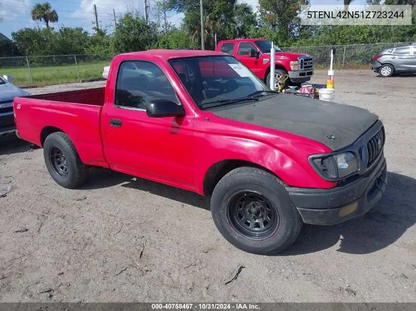 2001 Toyota Tacoma VIN: 5TENL42N51Z723244 Lot: 40758467