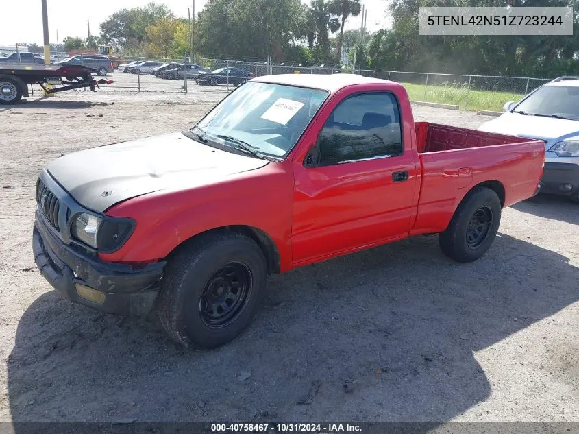 2001 Toyota Tacoma VIN: 5TENL42N51Z723244 Lot: 40758467