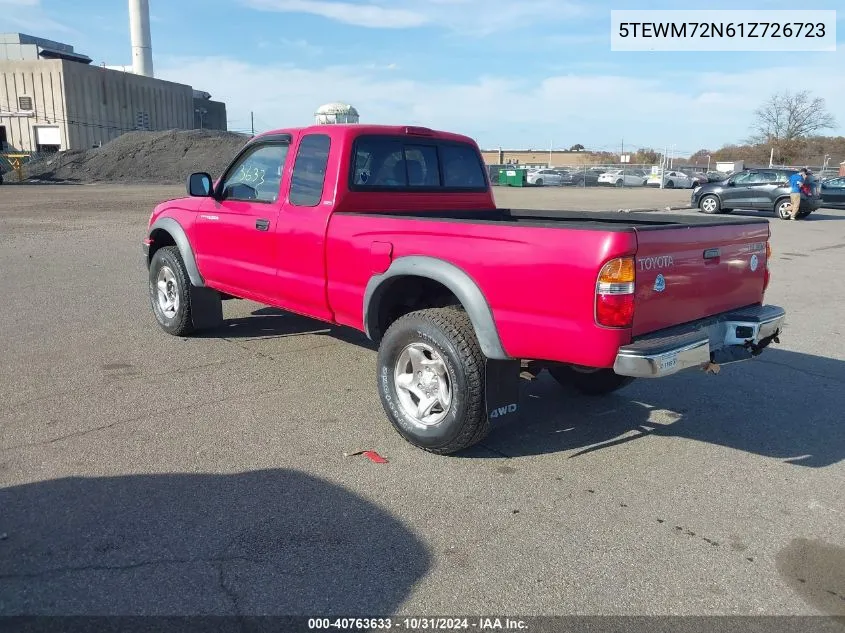 2001 Toyota Tacoma VIN: 5TEWM72N61Z726723 Lot: 40763633