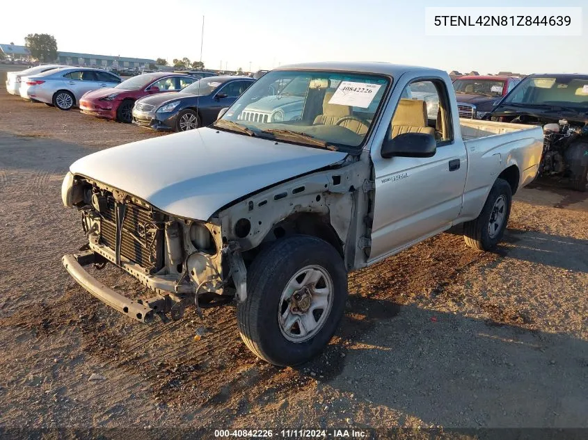 2001 Toyota Tacoma VIN: 5TENL42N81Z844639 Lot: 40842226