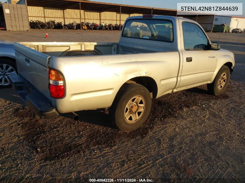 2001 Toyota Tacoma VIN: 5TENL42N81Z844639 Lot: 40842226