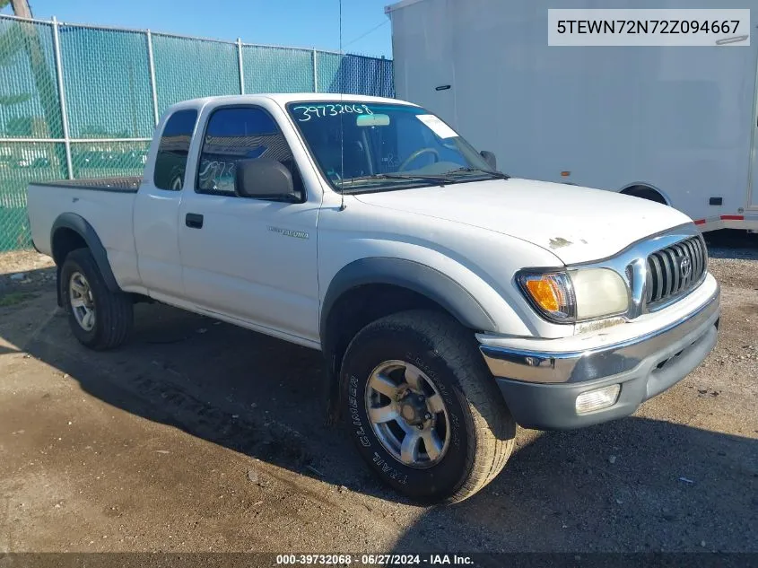 2002 Toyota Tacoma Base V6 VIN: 5TEWN72N72Z094667 Lot: 39732068