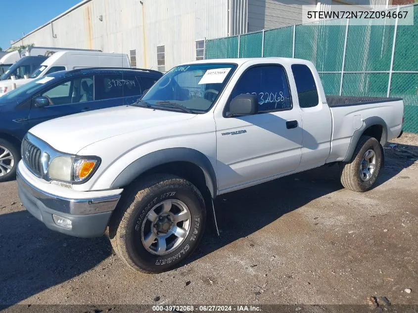 2002 Toyota Tacoma Base V6 VIN: 5TEWN72N72Z094667 Lot: 39732068