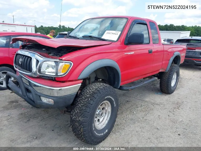 2002 Toyota Tacoma Base V6 VIN: 5TEWN72N52Z024195 Lot: 39979444