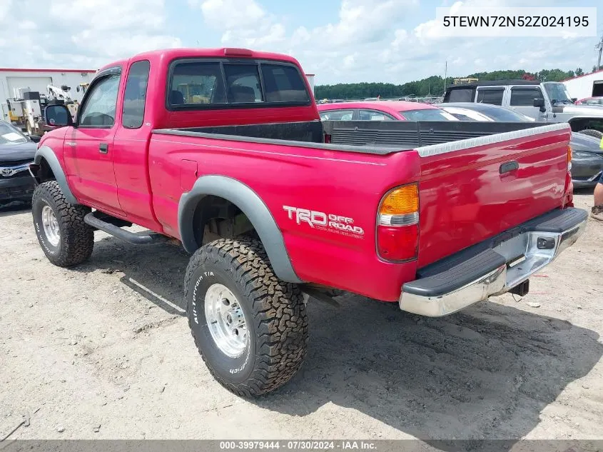 2002 Toyota Tacoma Base V6 VIN: 5TEWN72N52Z024195 Lot: 39979444