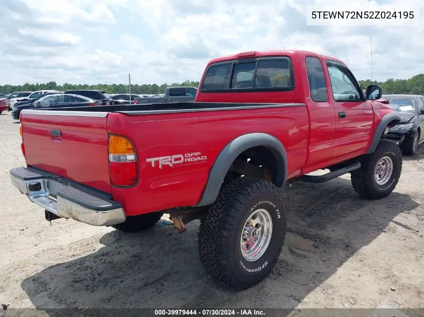 2002 Toyota Tacoma Base V6 VIN: 5TEWN72N52Z024195 Lot: 39979444