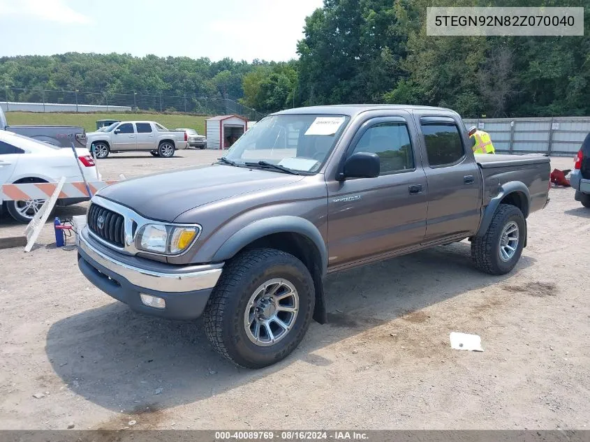 2002 Toyota Tacoma Prerunner V6 VIN: 5TEGN92N82Z070040 Lot: 40089769