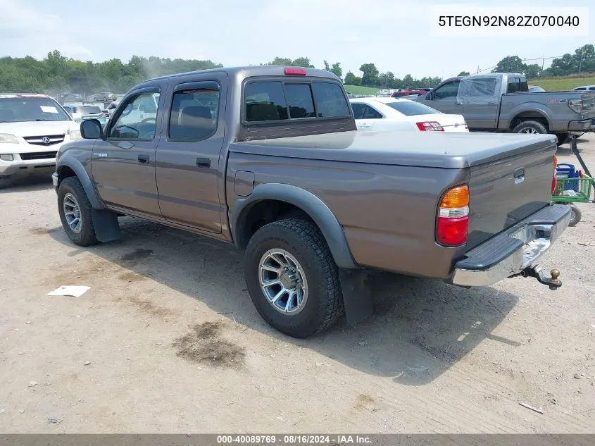 2002 Toyota Tacoma Prerunner V6 VIN: 5TEGN92N82Z070040 Lot: 40089769