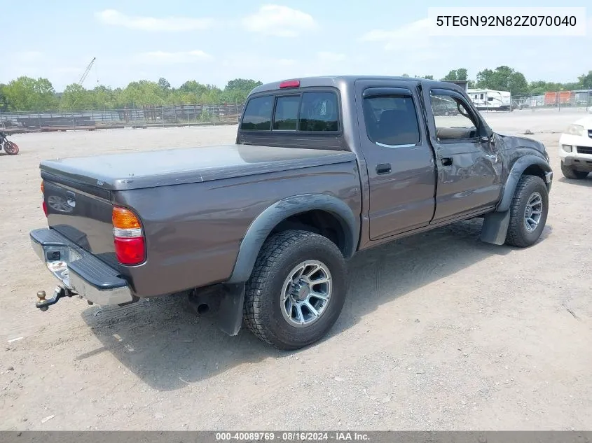 2002 Toyota Tacoma Prerunner V6 VIN: 5TEGN92N82Z070040 Lot: 40089769