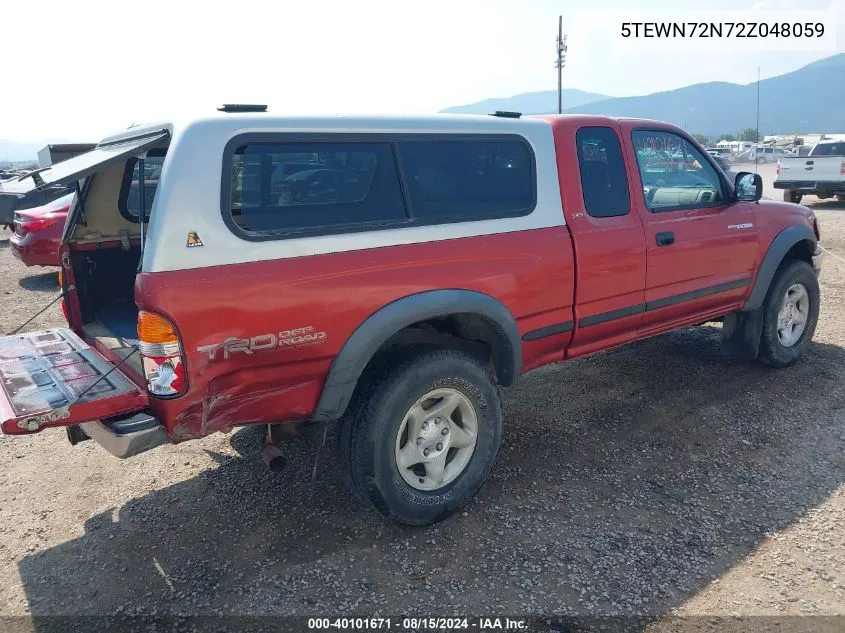 2002 Toyota Tacoma Base V6 VIN: 5TEWN72N72Z048059 Lot: 40101671