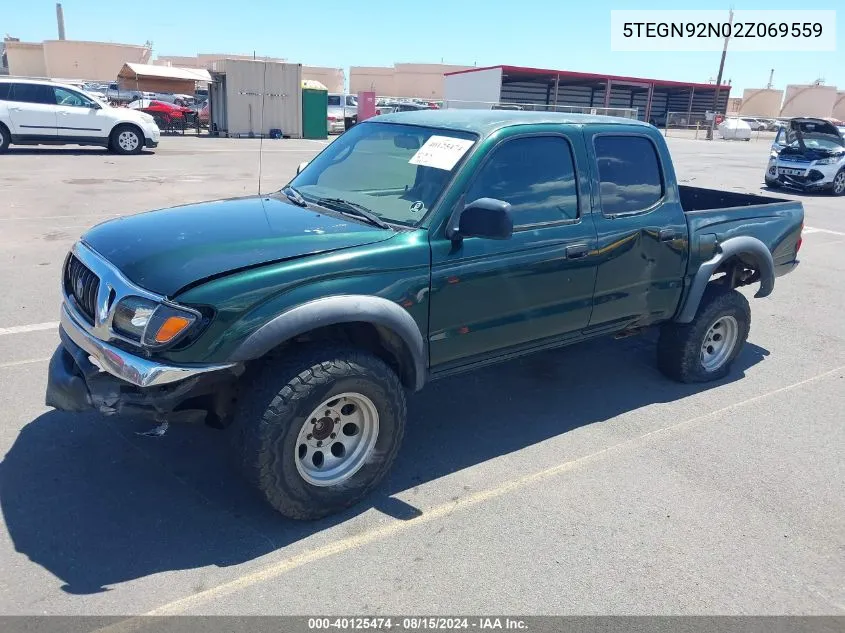 2002 Toyota Tacoma Prerunner V6 VIN: 5TEGN92N02Z069559 Lot: 40125474