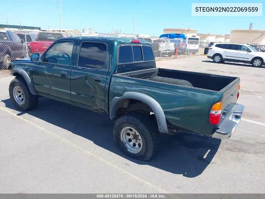 2002 Toyota Tacoma Prerunner V6 VIN: 5TEGN92N02Z069559 Lot: 40125474