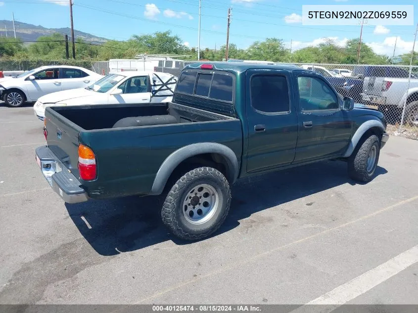 2002 Toyota Tacoma Prerunner V6 VIN: 5TEGN92N02Z069559 Lot: 40125474