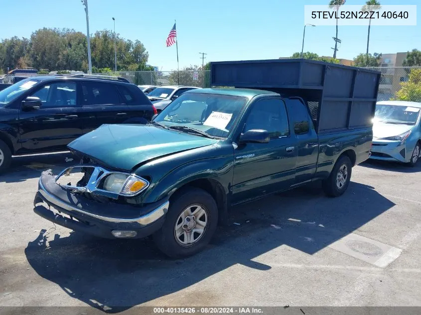 2002 Toyota Tacoma VIN: 5TEVL52N22Z140640 Lot: 40135426