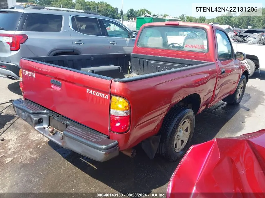 2002 Toyota Tacoma VIN: 5TENL42N42Z131206 Lot: 40143130