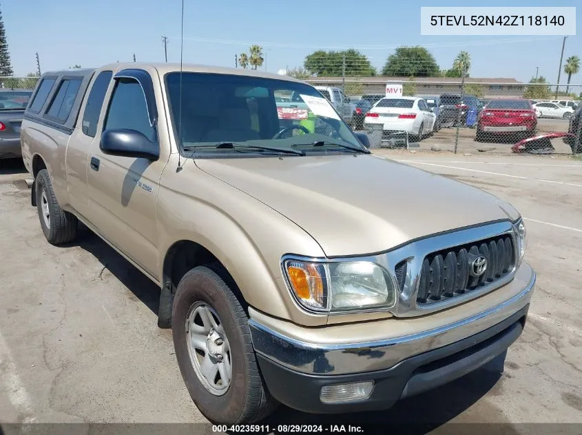 2002 Toyota Tacoma VIN: 5TEVL52N42Z118140 Lot: 40235911